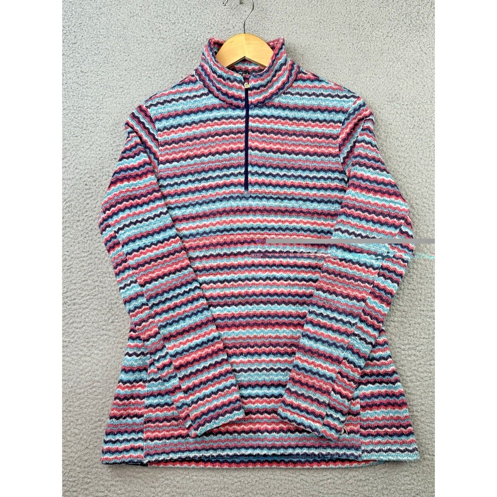 Spyder Savona Chevron 1/4 Zip Pullover Womens Size 14 Mock Neck Striped Fleece